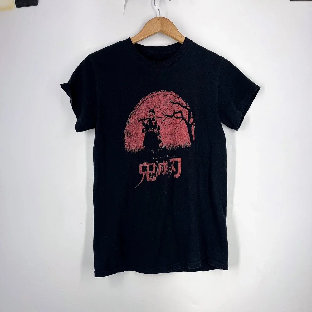 Demon Slayer Tanjiro Kamado Graphic T-Shirt Black Kids Anime Manga Tee Size‎ 12
